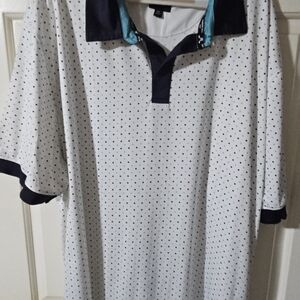 Kenneth Cole White Polo with Black Dots